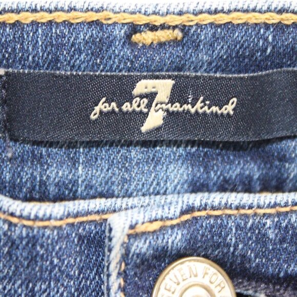 7 for all mankind Size 26 Mid Rise Skinny Raw Edge Step Hem Detail - Picture 3 of 6